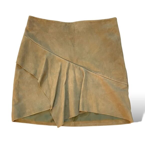 BA&SH Goat Leather Olive Green Mini Skirt |Size: S| - Picture 1 of 7